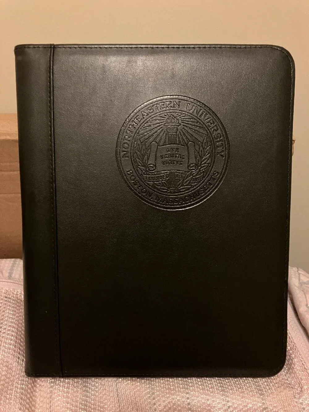 Northeastern University Black Leather Padfolio - Resumes/Documents - Huskies